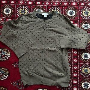LOFT Taupe Cardigan with Black Dots